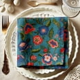 thumbnail image 1 of Vargottam Blue FloralDesign Cotton Muslin Napkins - Set of 12, 20-Inch, Luxurious Soft Cloth Napkins for Dining & Events, Absorbent, Washable & Tableware, 1 of 7
