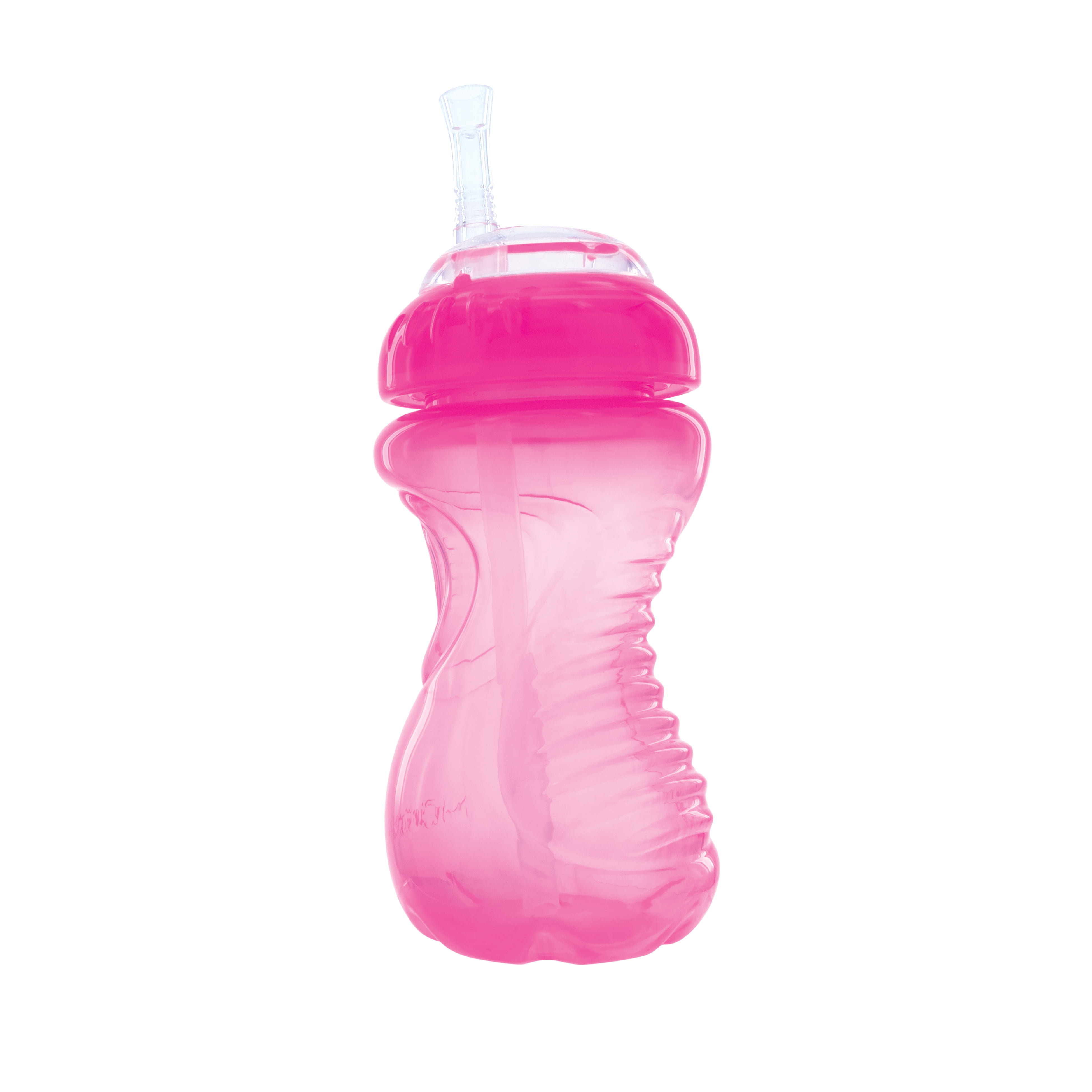 (3 pack) Nuby Easy Grip Soft Straw Sippy Cup, 10 fl oz, Pink