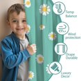 thumbnail image 3 of Blackout Kids Curtains,Teal Daisy Flower Yellow Centers Pattern Childrens Insulated Curtains Set Of 2,Bedroom Essentials,Toddler Room Decor 52"x63", 3 of 5