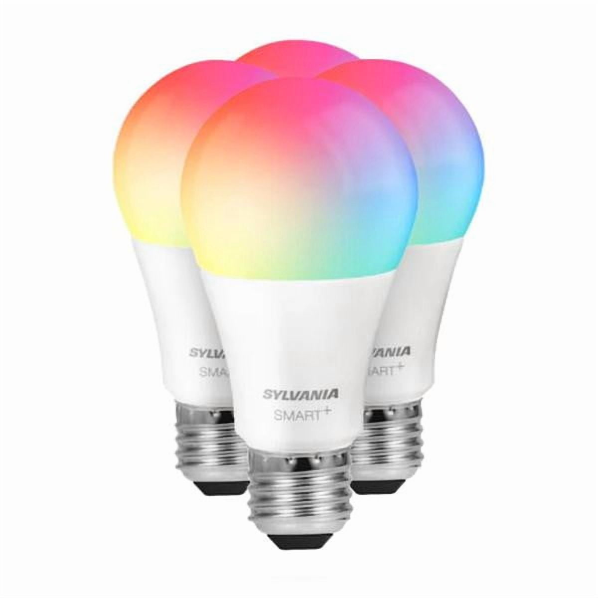 Sylvania Smart+ Full Color Dimmable LED Light Bulbs, 800 Lumens, 4 Pack