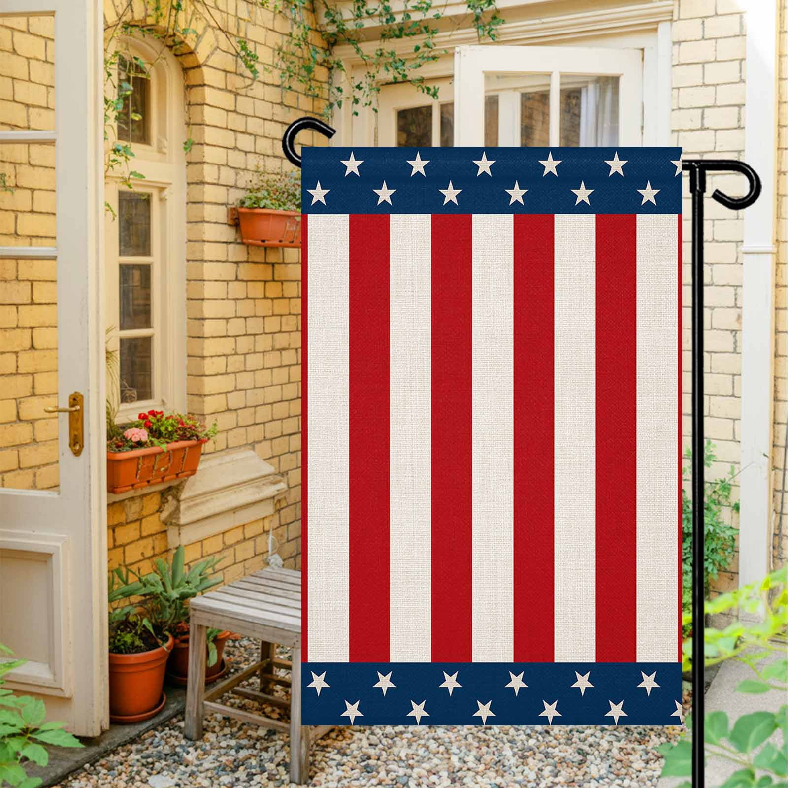 4th of July Garden Flags Patriotic Stars American Flag Garden Flag Double Sided Welcome Flag Vertical Red Stripes Independence Day Yard Flags for Outdoor Lawn Porch Memorial Day Decor 28x40 Inch