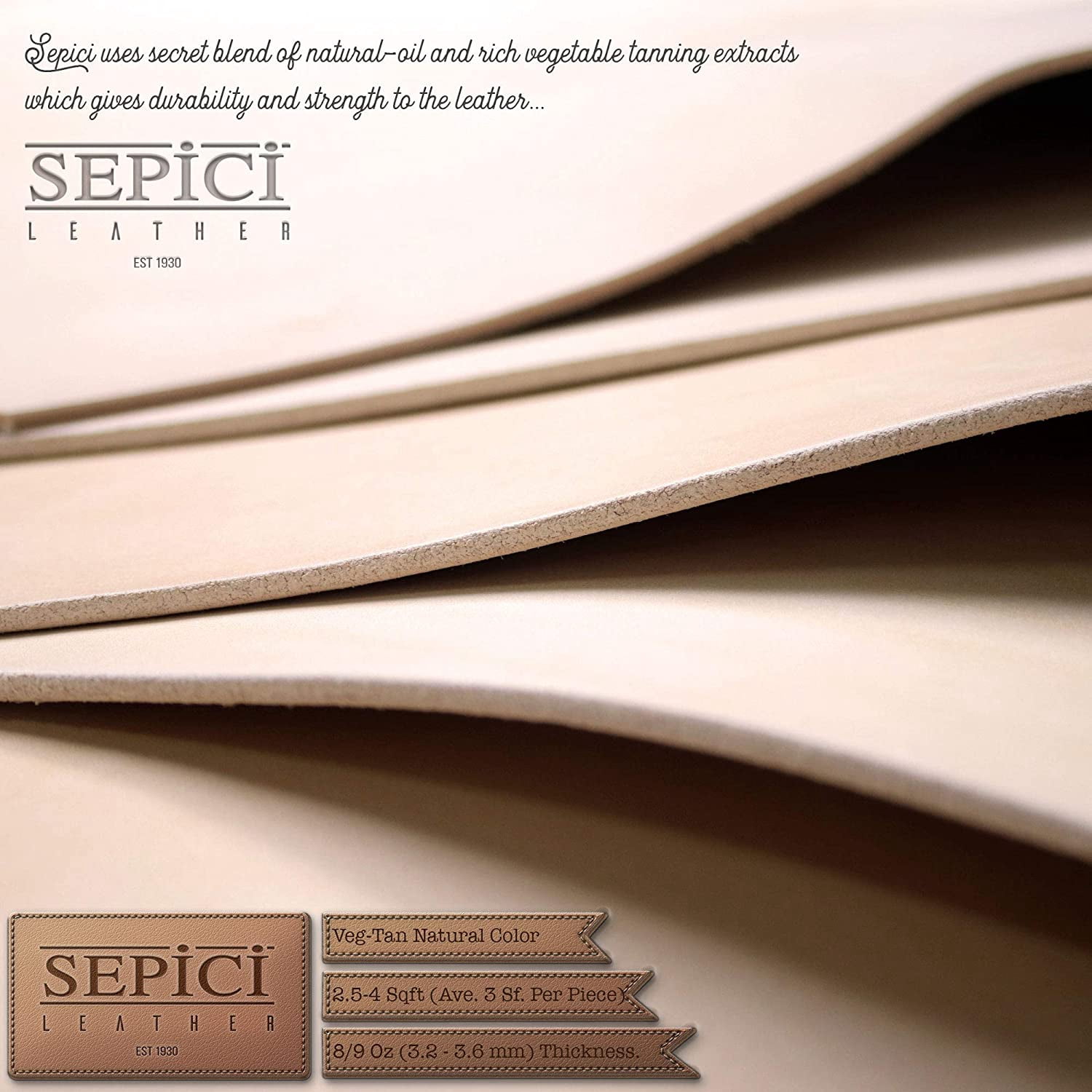 Full Grain Veg Tan Single & Double Shoulder's (Craftsman Grade) by Sepici (2.5-4 ft -Single Shoulder)