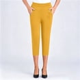 thumbnail image 4 of Utoimkio Women's High Waist Capri Trousers,Comfort Pull-On Pants with Button Accents, 4 of 6