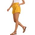 thumbnail image 4 of Casual Summer Shorts for Women 2026 Tie Belt Waist Paper Bag Dressy Shorts XS Yellow, 4 of 6