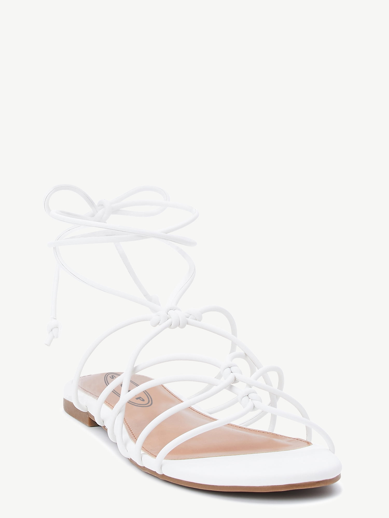 strappy flat white sandals