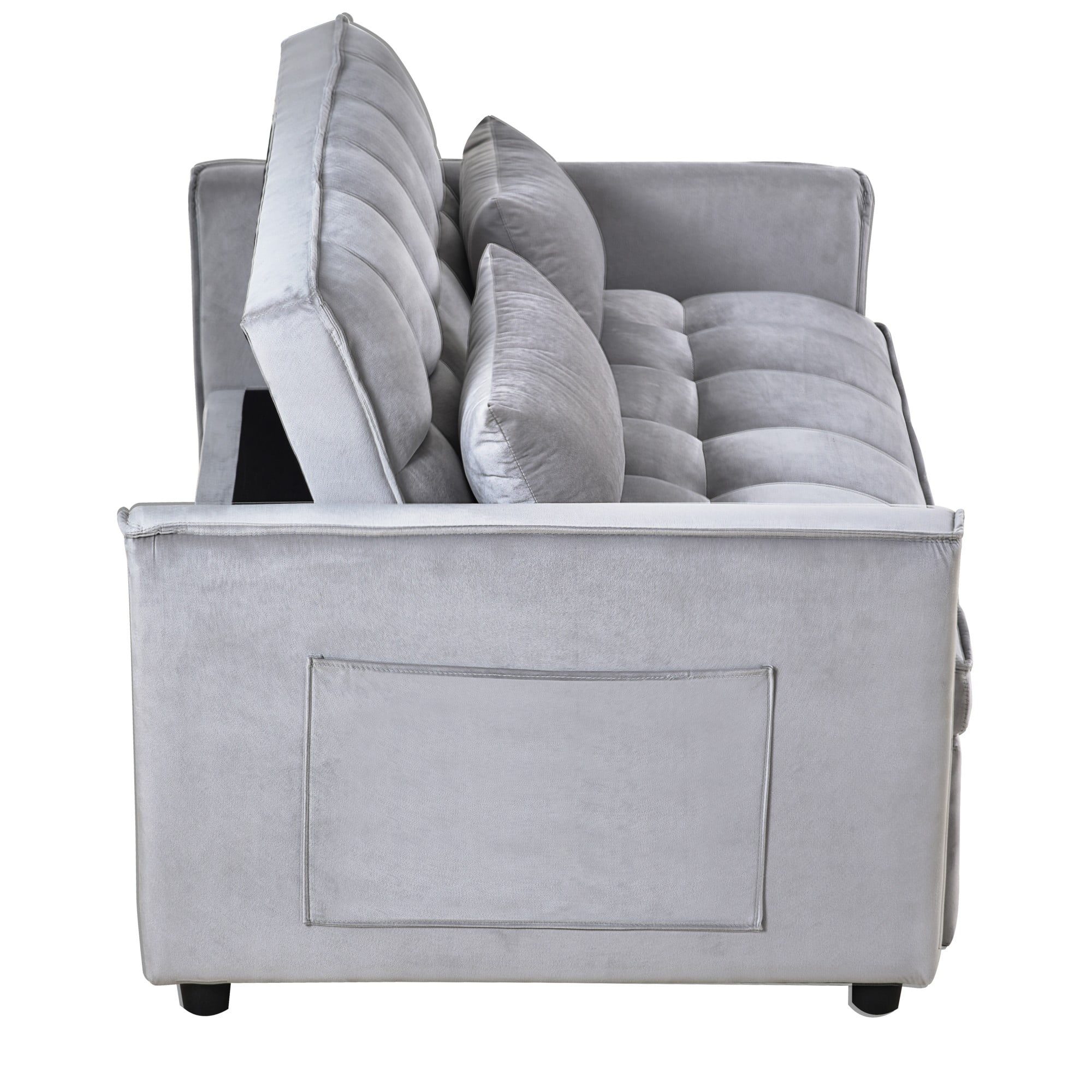 Gewnee 52.75" Convertible Sleeper Sofa Bed Adjustable Backrest with Pillows for Living Room Apartment.Light Grey