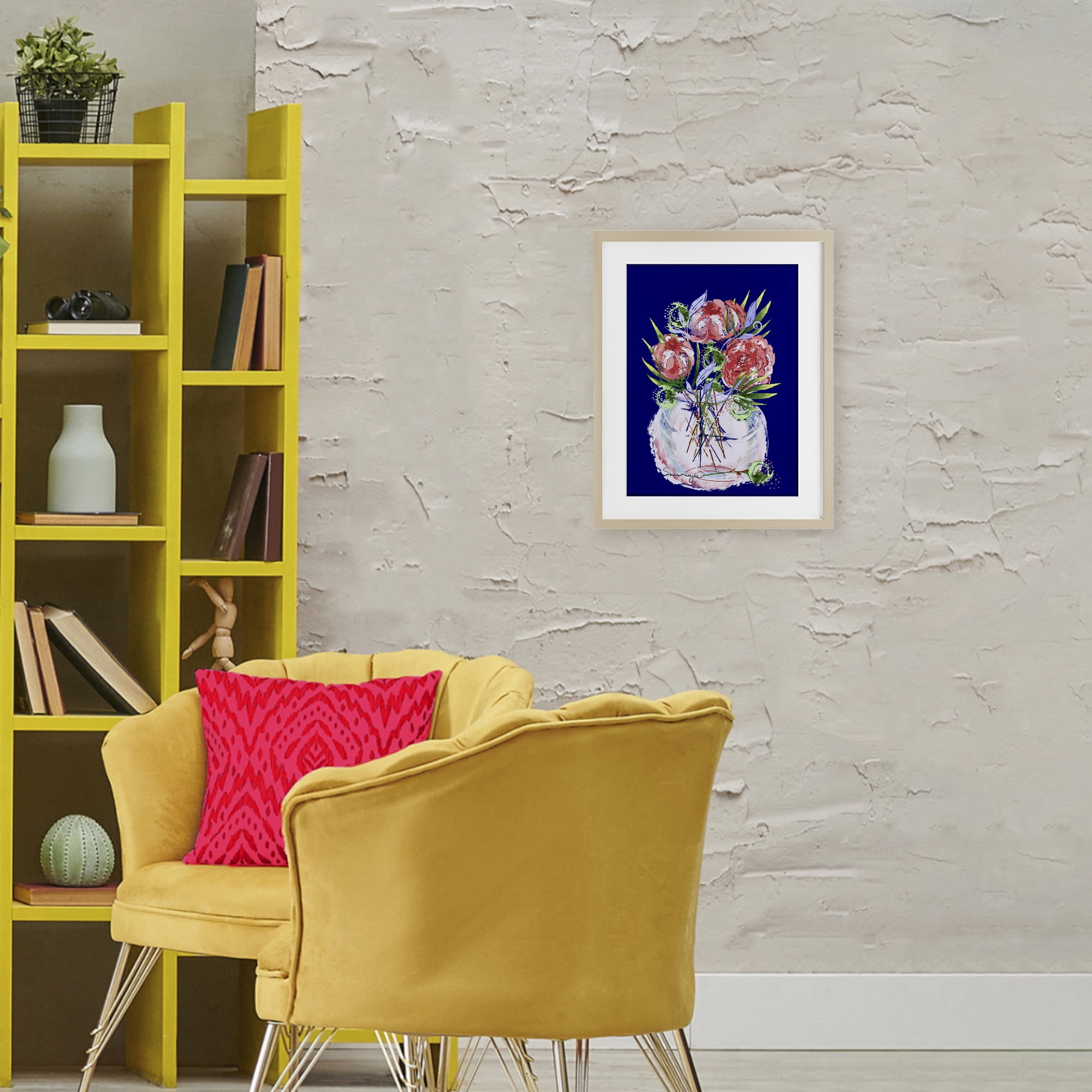 Stupell Industries Florals In Milk Glass Birch Framed Print Under Glass, design by Susan Lugar