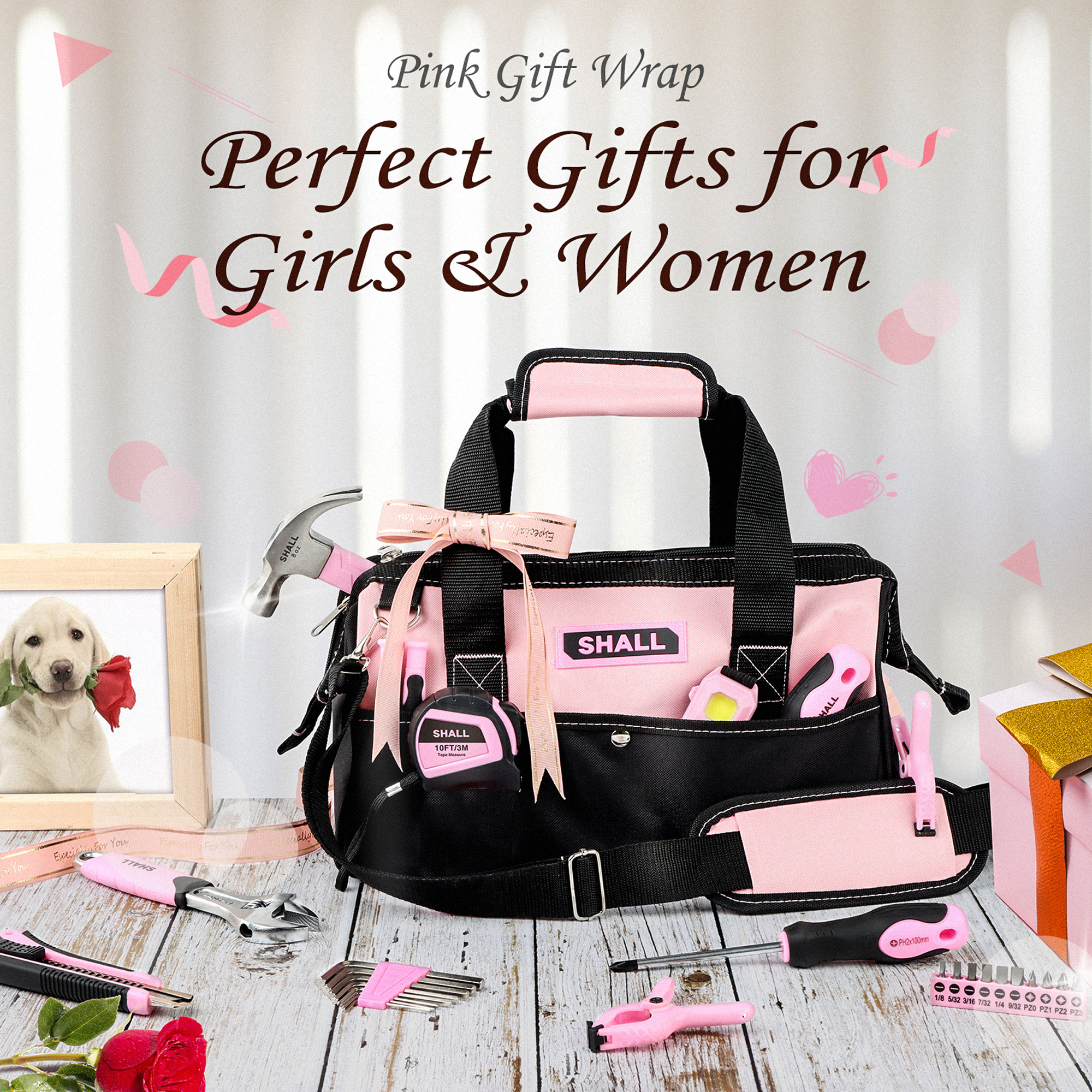 SHALL 246-Piece Pink Tool Set with Large Tool Bag Organizer photo 6