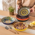 thumbnail image 3 of Vancasso Pasta Bowls, Porcelain 32 oz Pasta Bowls Set of 6, Bohemian Ceramic Salad Bowls Shallow Bowls, Large Serving Dinner Bowls for Soup and Cereal, Microwave and Dishwasher Safe, 3 of 8