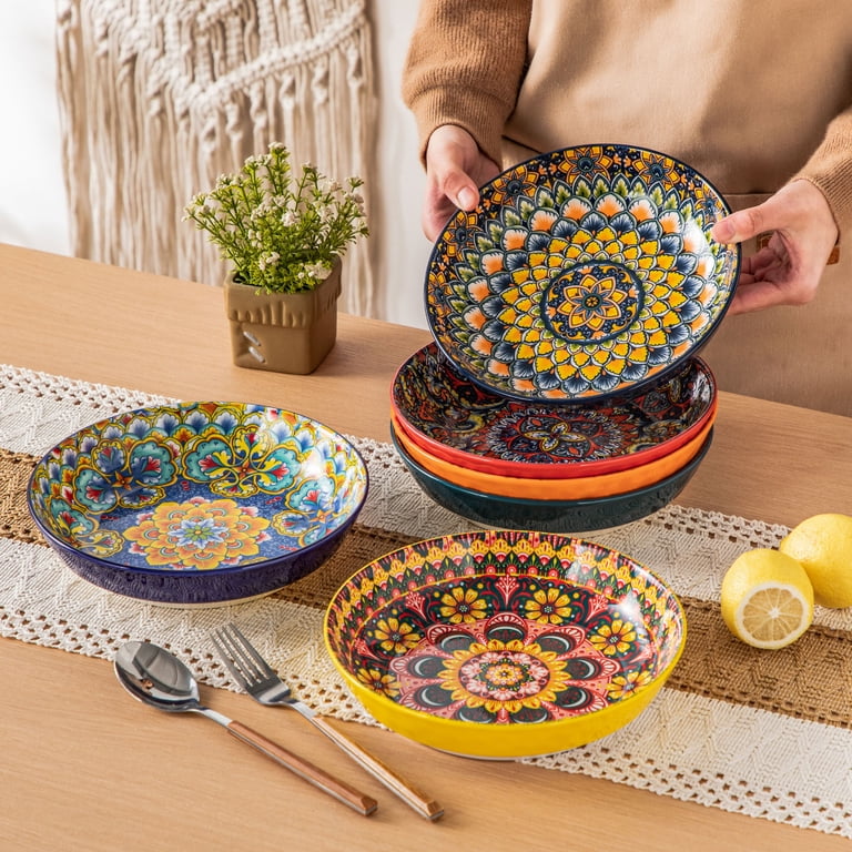 Vancasso Pasta Bowls Set of 6, 32 oz Ceramic Bohemian LUMI photo 3