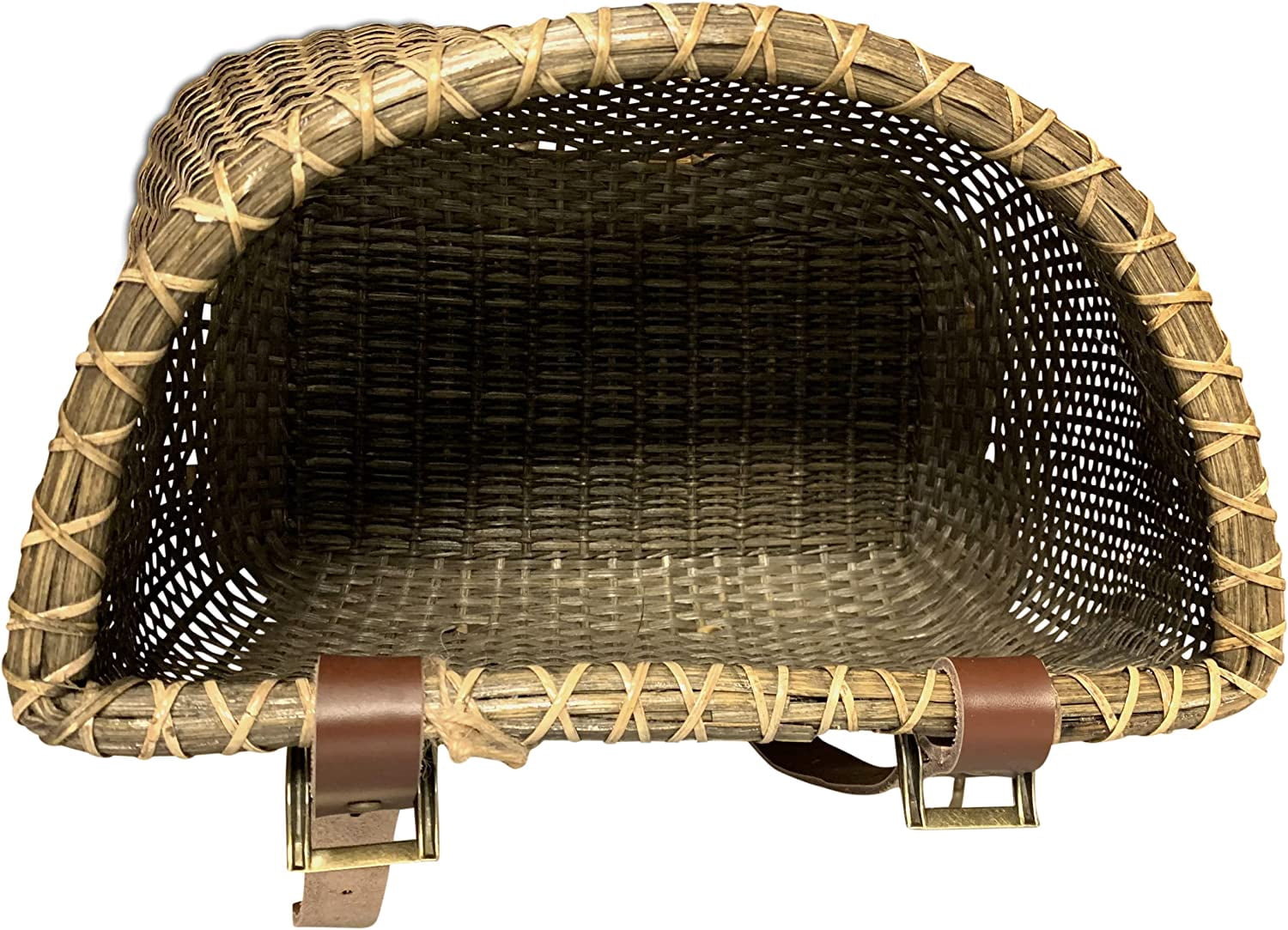 ZJTER. | Lightship Classic Bike Basket For Adult Bikes | Handwoven Rattan With Leather Straps | Vintage Style Front Basket For Daily Rides | 13 Lb Capacity
