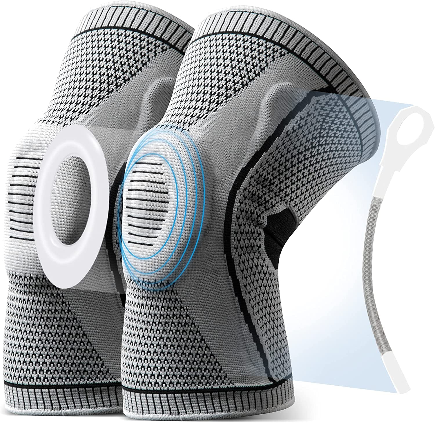 1 Pair Knee Braces For Knee Pain，Knee Compression Sleeves With Silicone