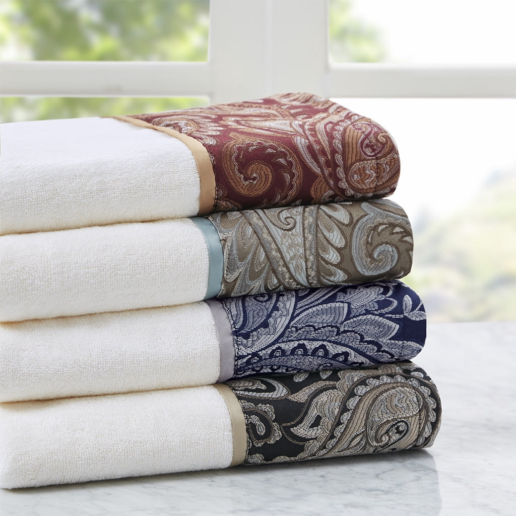 Madison Park Burgundy Bathroom Towel Set, Cotton 6-Piece Towels Set, Highly Absorbent, Super Soft Jacquard Bath Towels, Hand Towels, Fingertip Towels