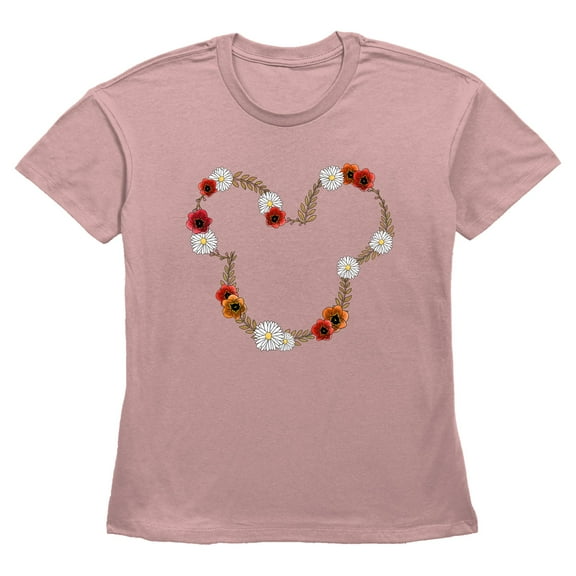 Women's Mickey & Friends Spring Red Flowers  Graphic T-Shirt
