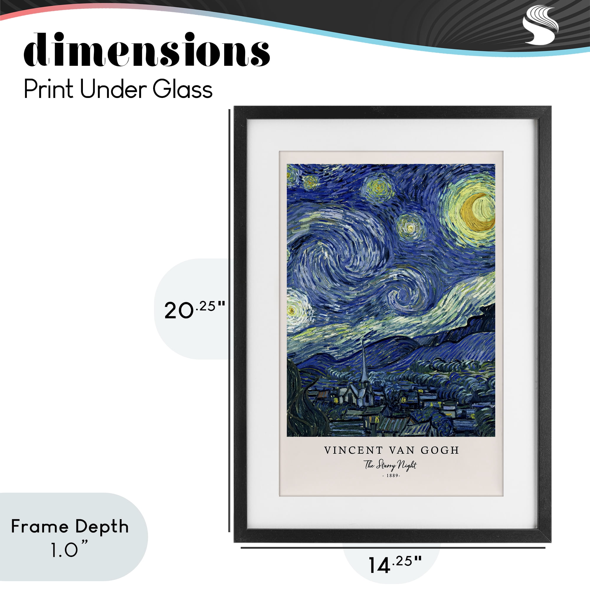 Stupell Industries Classic Starry Night Van Gogh Black Framed Print Under Glass, design by Vintage Hustle