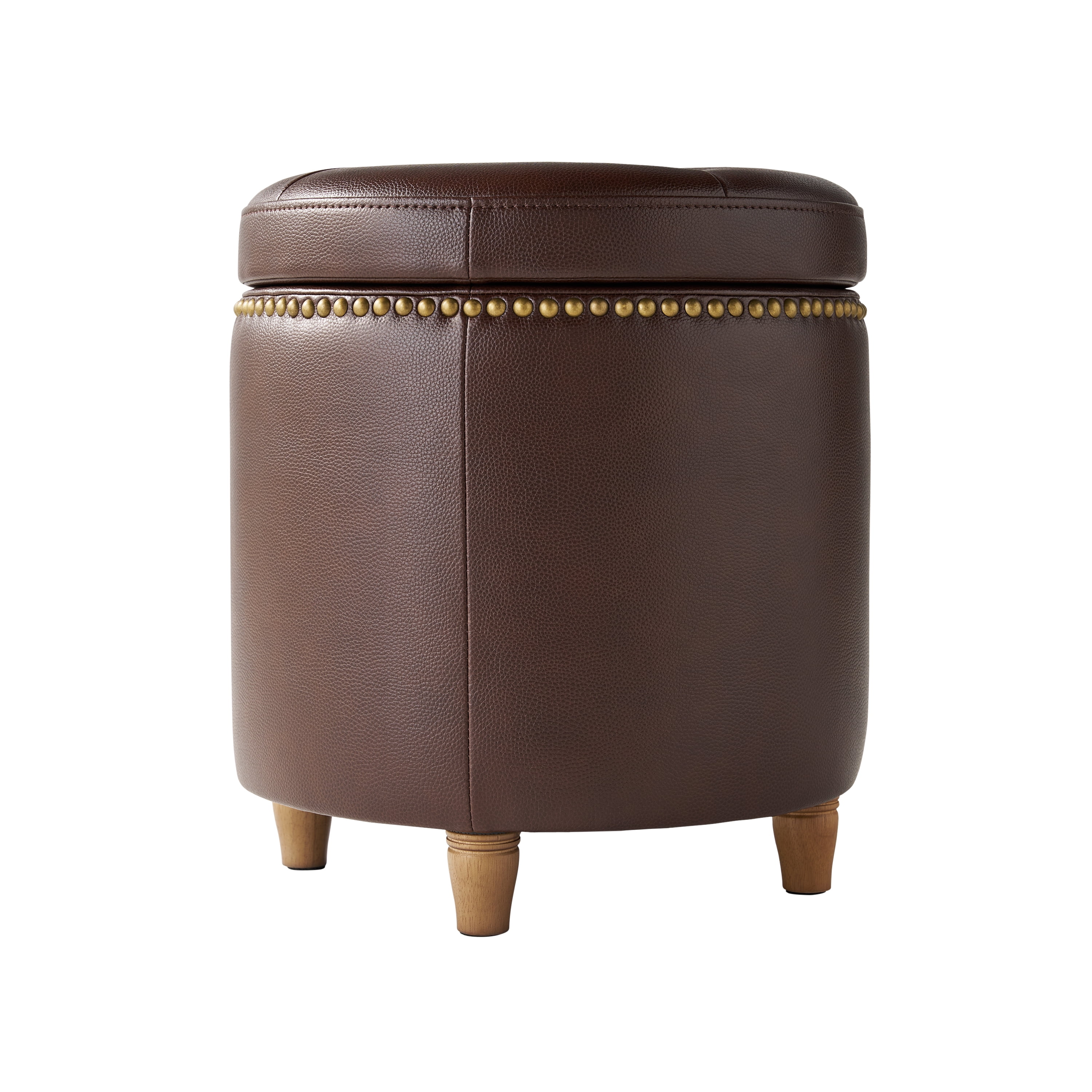 The Pioneer Woman Harper Round Storage Ottoman, Whiskey, 17.72 in