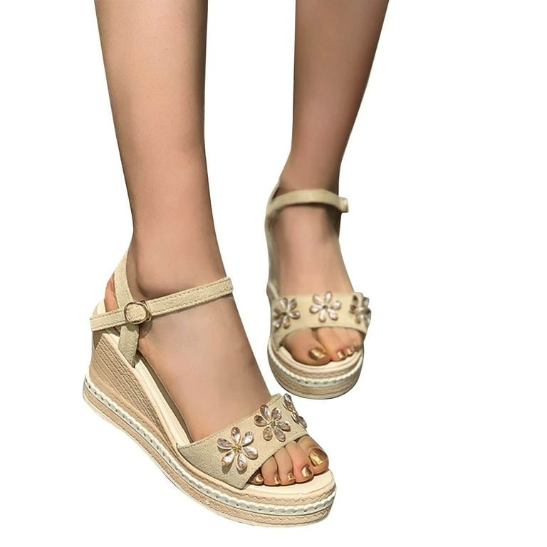 Ladies gold top wedges uk