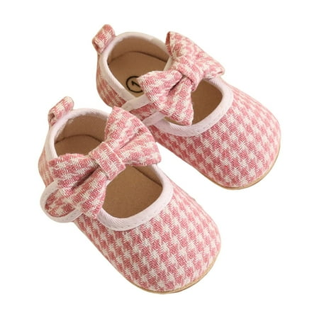 

Loliuicca Baby Girl Dress Shoes Cute Houndstooth Print Mary Jane Flats Non-Slip