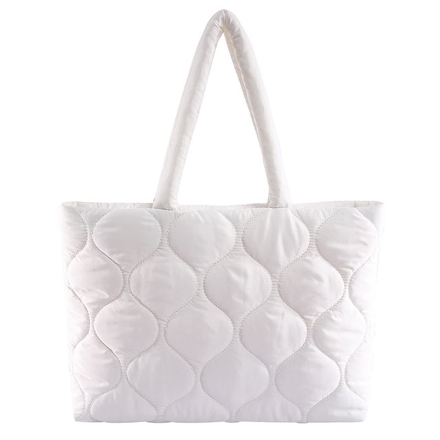 Bolso Mano Acolchado para Mujer Bolso para Las Axilas Bolso Compras Suave para Invierno (blanco)