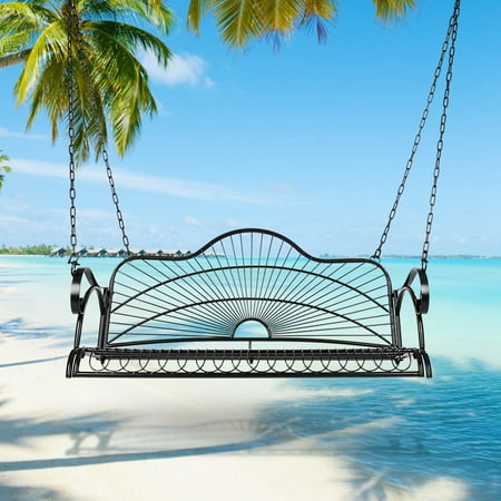 Service Merchandise Patio Furniture Mgaxyff Iron Hanging Patio Porch Swing Chair Bench Seat Ourtdoor Furniture with Chains and Arm , Iron Bench Chairs, Iron Porch Bench Chairs ()