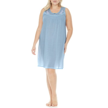 

EZI Women s Plus Cotton-rich Sleeveless Nightgown