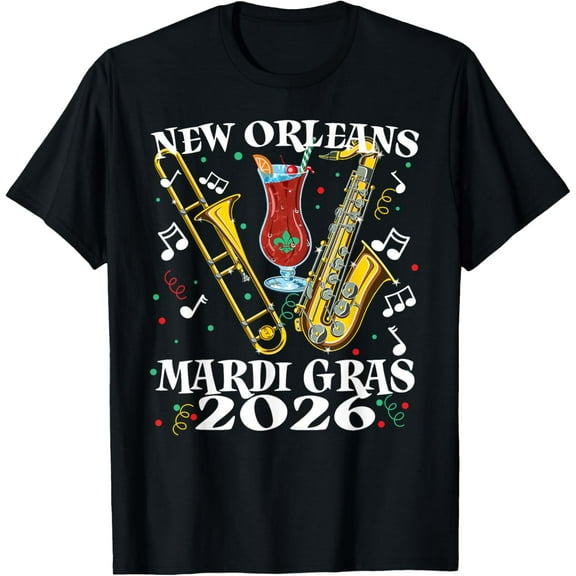 Mardi Gras 2026 New Orleans Bourbon Street Jazz Band T-Shirt tee