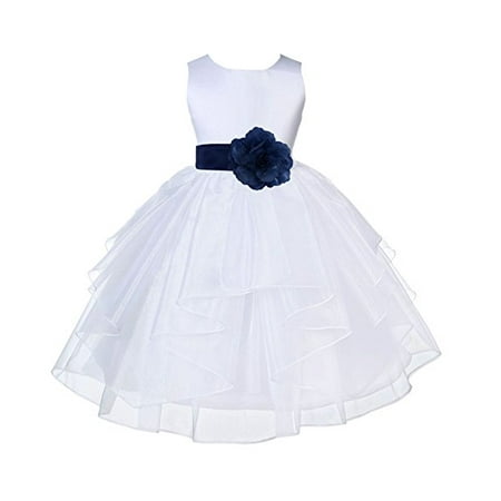 

Ekidsbridal Formal White Shimmering Organza Flower Girl Dresses Wedding Pageant Special Occasions Dresses Junior Toddler Holy Baptism Communion Reception Recital Birthday Girl Party 4613T