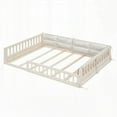 thumbnail image 4 of Wood Full Size Upholstered Platform Bed with Beige Guardrail and Pillow - Safe & Comfortable, 4 of 14