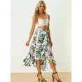 thumbnail image 3 of Falda Allegra K Midi con Volantes y Estampado Floral Bohemio Blanco L, 3 of 5