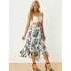 thumbnail image 3 of Falda midi Allegra K volantes estampado floral bohemio blanco XS, 3 of 5