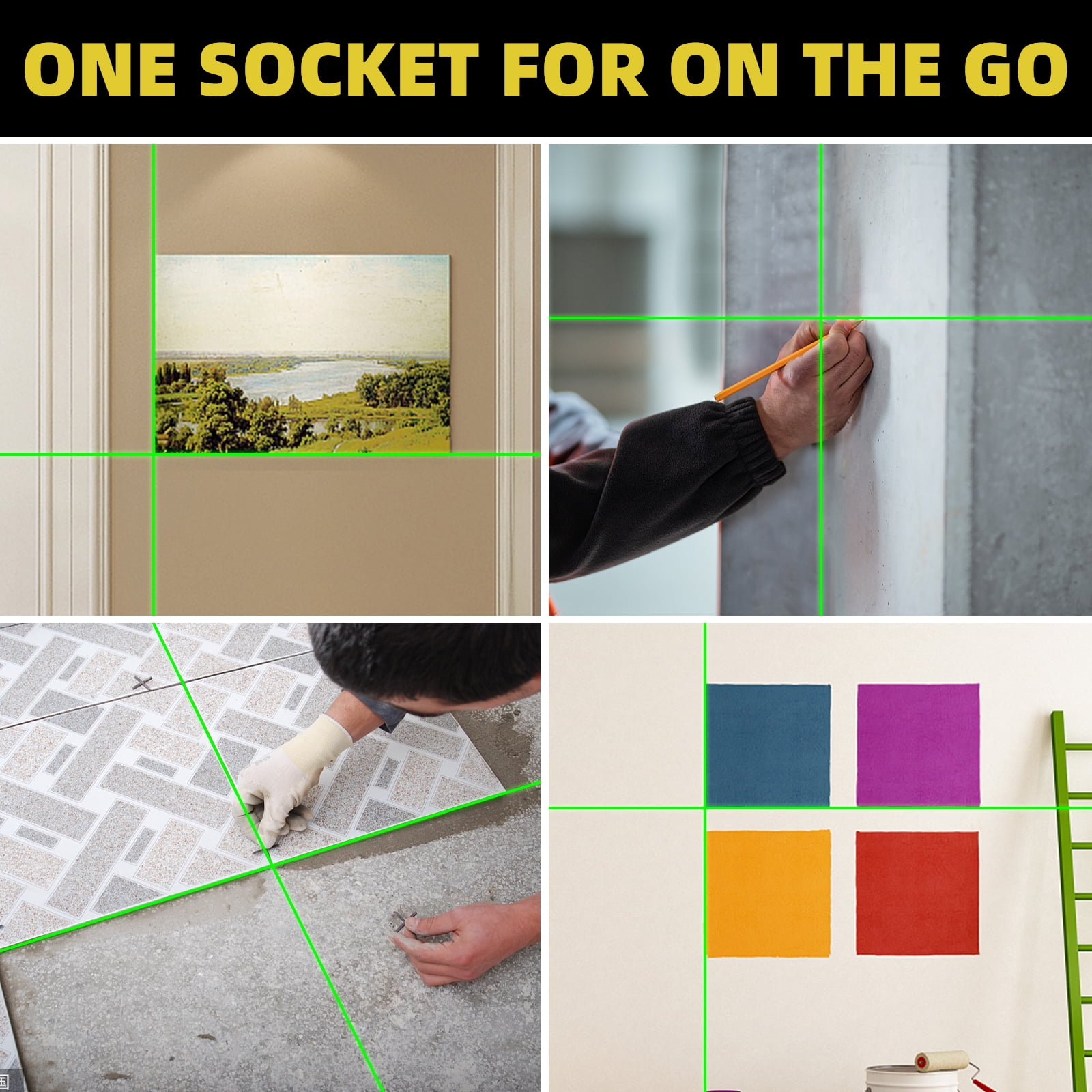 Globest Self-Leveling Laser Level, 100Ft/30M Green Cross Line Laser Level, Lazer Level 2 line laser for Construction and picture hanging, IP54 Waterproof, 360° Magnetic Base and Battery Included