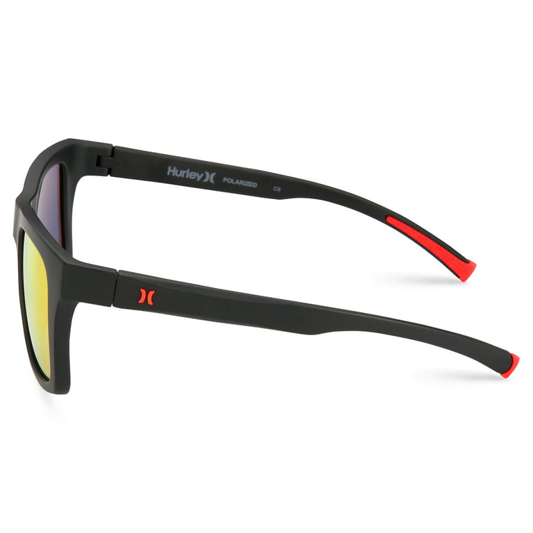 Hurley Men's Rx'able Sport Polarized Sunglasses, HSM3000P Sunrise,  Black/Red, 53-20-140, with Case