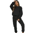 thumbnail image 2 of Capreze Long Sleeve Sweatsuits For Womens Solid Color Casual Lounge Sets Long Sleeve Activewear Joggers Outfits Black M, 2 of 5