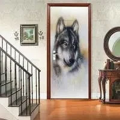 D New Door Sticker Matte Film Vinyl PVC Waterproof Full Door Sticker Poster Home ration Elevator Apa