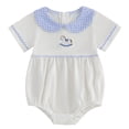thumbnail image 4 of Tigivemen Unisex Newborn Outfits Short Sleeve Lapel Rompers Embroidery Fall Clothes Baby Bodysuits Size 3-6 Months,Light Blue, 4 of 6
