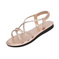 thumbnail image 2 of EKVAHL Sandals For Women Elastic Ankle Strap Flats Dressy Open Toe Sparkly Sandals Summer Beach Slides Shoses, 2 of 5