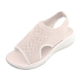 thumbnail image 4 of Rokment Womens Knit Mesh Athletic Orthopedic Slingback Sandals Open Toe Slip on Casual Wedge Shoes Breathable Comfortable Walking Sneakers Summer Beige Size 6.5, 4 of 5
