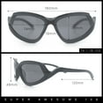 thumbnail image 5 of Swan Down Temple Curved Wrap Cat Eye Sport Plastic Sunglasses All Black, 5 of 8