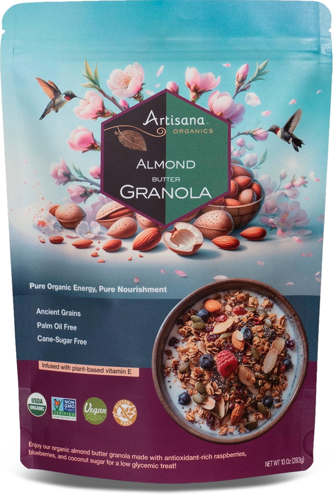 Nuts To You Strawberry Vanilla Hemp Flavor Granola - Gluten-Free, Organic, Plant-Based Protein Snack (1 LB Bag) - View #2