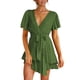 thumbnail image 2 of Vestidos Para Mujer Vestidos de Fiesta Casual Manga Corta Lazo en La Cintura Doble Capa Volante Cuello en V Vendaje Túnica Vestido Sólido Odeerbi  ODB141403, 2 of 9