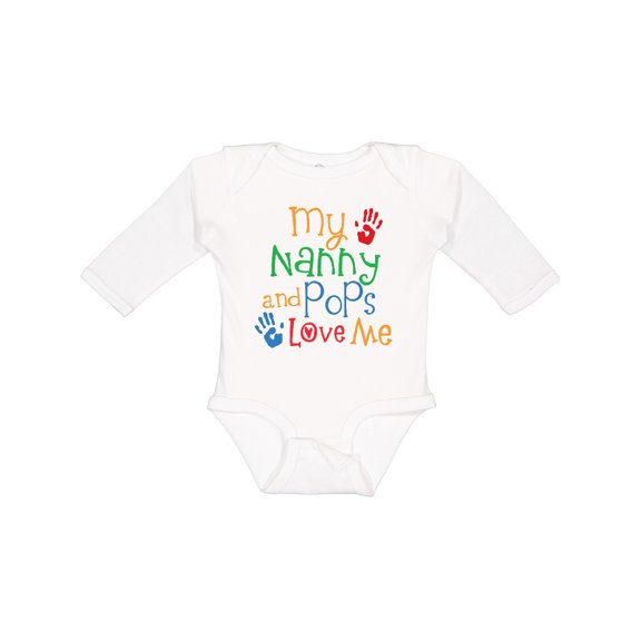 Inktastic Nanny and Pops Love Me Grandkids Boys or Girls Long Sleeve Baby Bodysuit