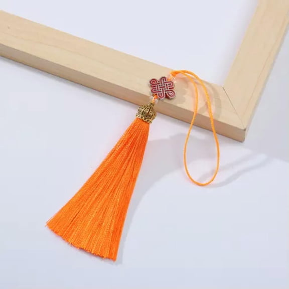 U8MO 8cm cloisonne Chinese knot tassels for jewelry making earrings curtains bookmark-Orange
