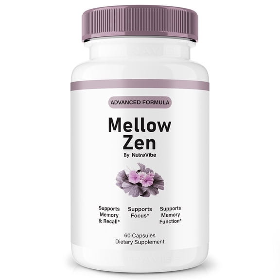 Mellow Zen Pills – Daily Formula with a Natural Blend to Help Maintain Focus, Memory & Concentration | Clean, Gentle, Easy-to-Swallow Capsules for Everyday Sharpness (60 Capsules)