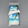 thumbnail image 1 of Ambesonne Beach Bedding Set 3 Pcs, Tropical Seashore Palms, Twin XL, Fern Green Sky Blue, 1 of 3