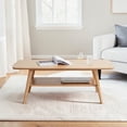 thumbnail image 2 of Hassch 2-Tier Coffee Table, 31.5" Solid Wood Cocktail Table with Open Shelf, Center Table for Living Room, Easy Assembly, Oak, 2 of 7