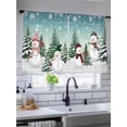 thumbnail image 5 of Christmas Sheer Curtains 45 Inch Long 2 Panels, Snowman Christmas Tree Forest Winter Snow Teal Ombre Light Filtering Rod Pocket Semi Sheer Curtains, Sheer Voile Drapes for Living Room, 52"x45", 5 of 5
