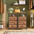 thumbnail image 4 of 4 Drawer Dresser with Led Light and Charging Station, White Night Stand with Storage Shelf and Fabric & PVC Drawer, 33 Inch Bedside Table, Tall Nightstand for Entryway, Bedroom Furniture,Rustic Brown, 4 of 18
