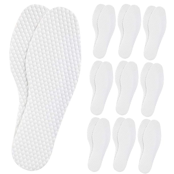 10 pares de plantillas de zapatos, inserciones de zapatos transpirables, almohadillas de zapatos absorbentes de sudor, plantillas delgadas desechables