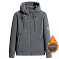thumbnail image 1 of Men's Winter Solid Color Thickened Fleece Double-sided Rocking Hooded Padded Sweater Jacket, 1 of 8