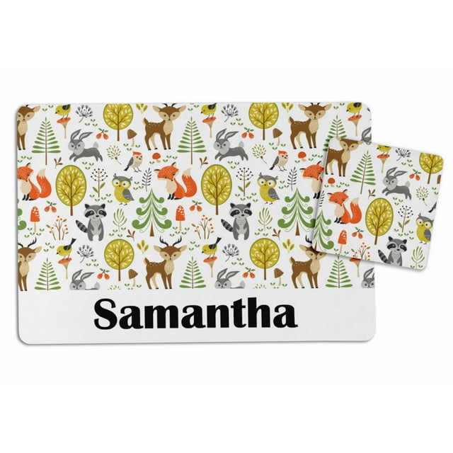 Printtoo Personalized Placemat & Coaster Set For Kids Toddlers,Birthday Gift For Boys,Gift For Girls,Animals-8x11.5 Inch